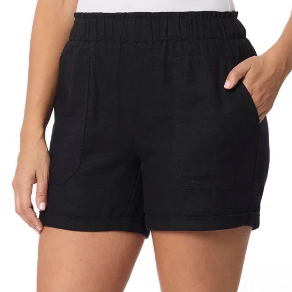 Briggs Women's Linen Blend Short , Black, Large, NWT